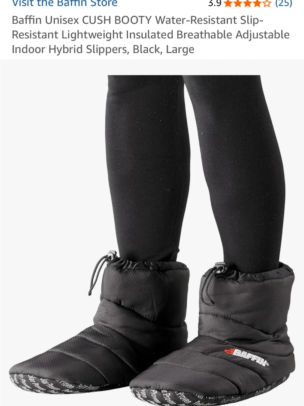 Baffin Insulated Black Puffer Booties XXL camping slippers base camp